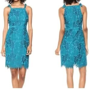 Lilly Pulitzer Kaleigh Shift Dress Teal Tidal Wave Fern Gallery Lace Size 2